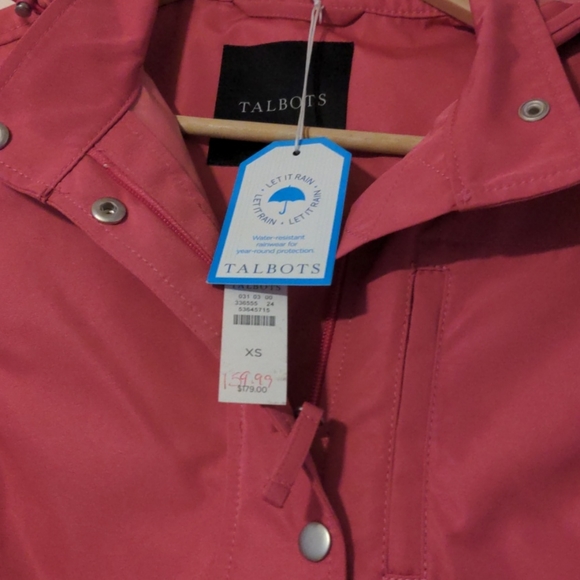 TALBOTS pink xs water resistant rain coat - Picture 2 of 5